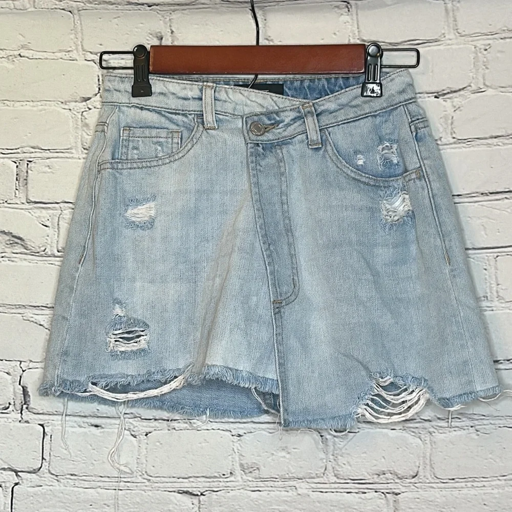 Vervet Distressed High Rise Blue Jean Denim Skirt Size X-Small